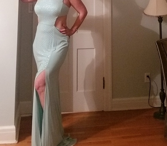 Mint Jersey Formal Illusion Gown from Abbi Vonn - Picture 3 of 7